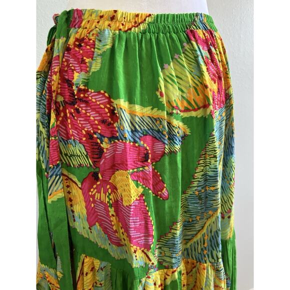 Women's Maxi Skirt Wrap Tropical Ruffles Fairy Boho Wedding Beach Hawaiian Med - Picture 4 of 9